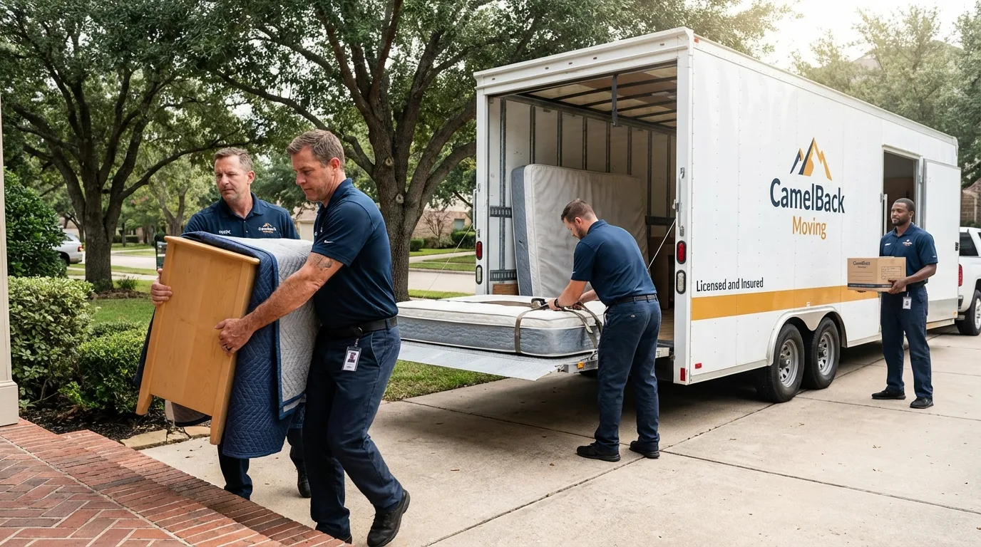 Crew loading residential truck for cross-state move from Holland, MI