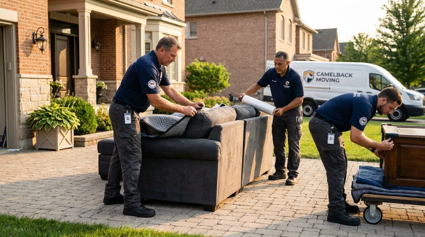 Large estate moving crew wrapping furniture in Holland, MI